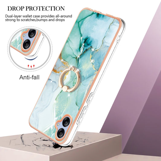 For Samsung Galaxy A04e Electroplating Marble IMD TPU Phone Case with Ring Holder(Green 003) by buy2fix