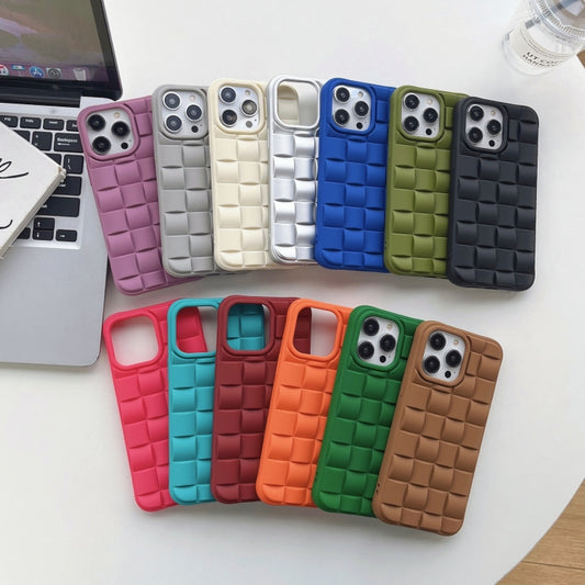 For iPhone 12 3D Cube Weave Texture Skin Feel Phone Case(Wine Red) - iPhone 12 / 12 Pro Cases by buy2fix | Online Shopping UK | buy2fix