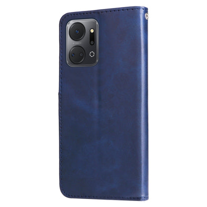 For Honor X7a Calf Texture Zipper Leather Phone Case(Blue) - Honor Cases by buy2fix | Online Shopping UK | buy2fix