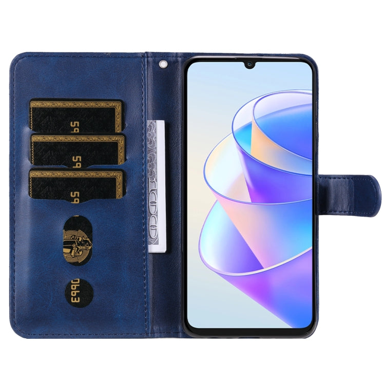 For Honor X7a Calf Texture Zipper Leather Phone Case(Blue) - Honor Cases by buy2fix | Online Shopping UK | buy2fix
