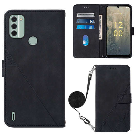 For Nokia C31 Crossbody 3D Embossed Flip Leather Phone Case(Black) - Nokia Cases by buy2fix | Online Shopping UK | buy2fix