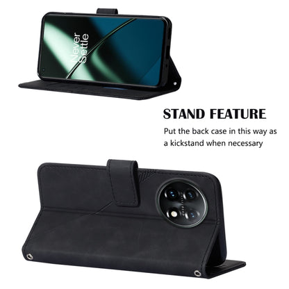 For OnePlus 11 Crossbody 3D Embossed Flip Leather Phone Case(Black) - OnePlus Cases by buy2fix | Online Shopping UK | buy2fix