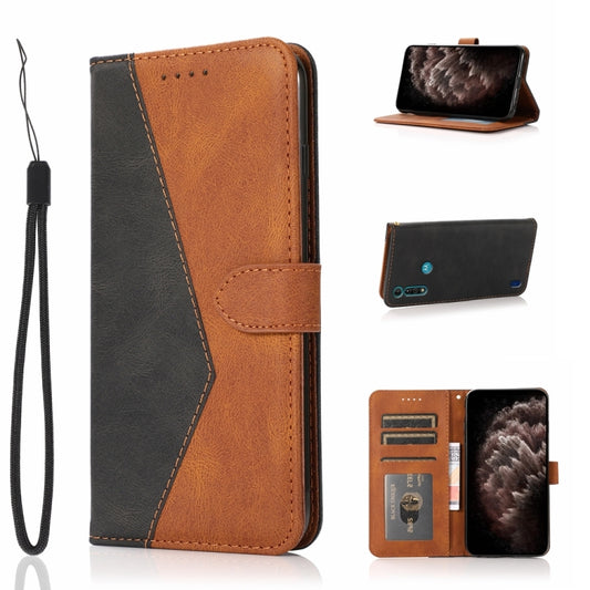 For Motorola Moto G8 Power Lite Dual-color Stitching Leather Phone Case(Black Brown) - Motorola Cases by buy2fix | Online Shopping UK | buy2fix