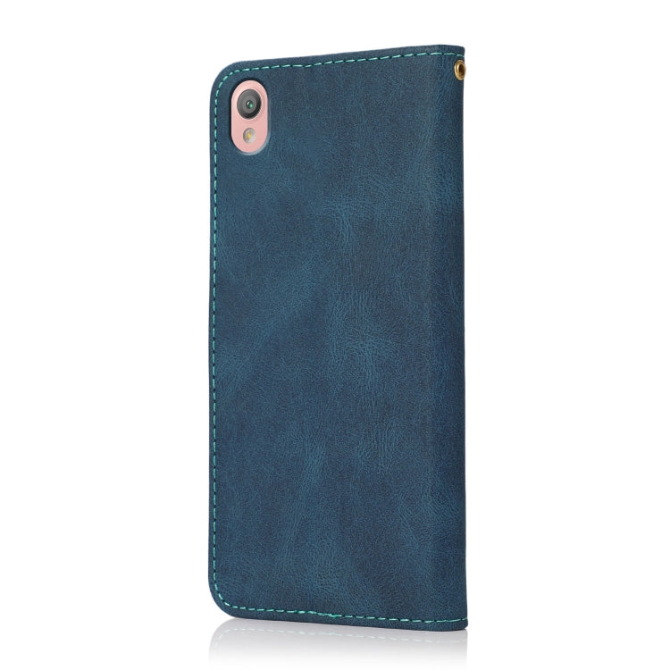 For Sony Xperia L1 Dual-color Stitching Leather Phone Case(Blue Green) by buy2fix