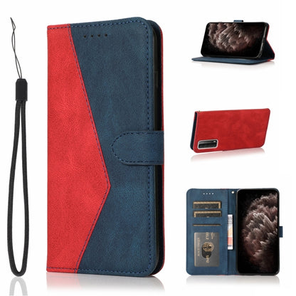 For Huawei P smart 2021 Dual-color Stitching Leather Phone Case(Red Blue) - Huawei Cases by buy2fix | Online Shopping UK | buy2fix