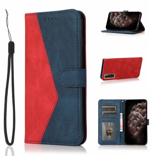 For Huawei P smart 2021 Dual-color Stitching Leather Phone Case(Red Blue) - Huawei Cases by buy2fix | Online Shopping UK | buy2fix