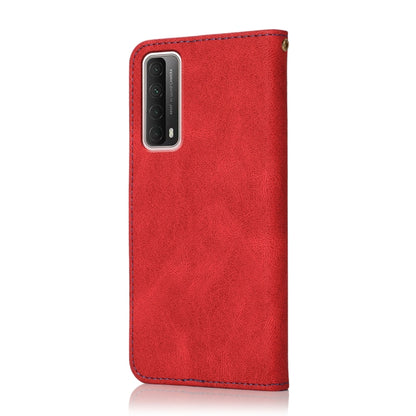 For Huawei P smart 2021 Dual-color Stitching Leather Phone Case(Red Blue) - Huawei Cases by buy2fix | Online Shopping UK | buy2fix