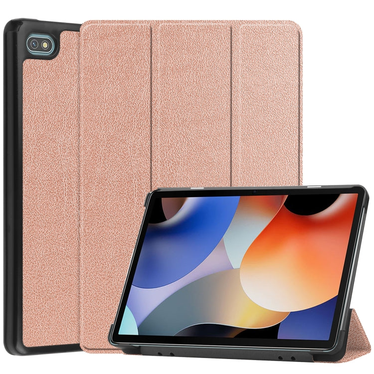 For Blackview Oscal Pad 10 Custer Pure Color 3-Fold Holder Smart Leather Tablet Case(Rose Gold) - Others by buy2fix | Online Shopping UK | buy2fix