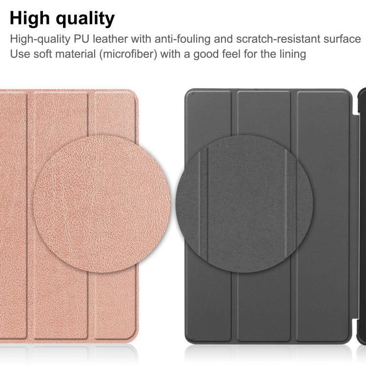 For Blackview Oscal Pad 10 Custer Pure Color 3-Fold Holder Smart Leather Tablet Case(Rose Gold) - Others by buy2fix | Online Shopping UK | buy2fix