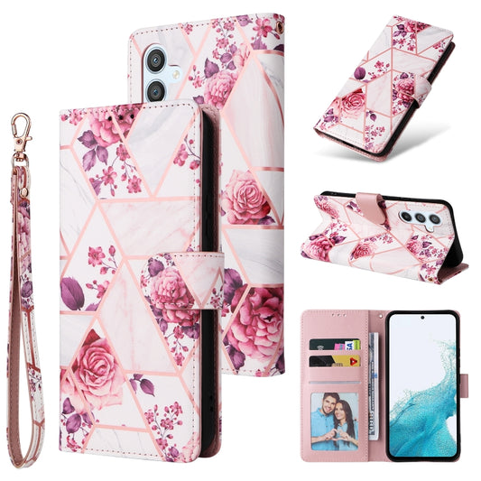 For Samsung Galaxy A54 5G Marble Bronzing Stitching Leather Phone Case(Rose Gold) by buy2fix