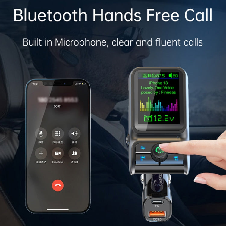 BC85 Colorful Screen Car Bluetooth 5.0 FM Transmitter MP3 Player - Bluetooth Car Kits by buy2fix | Online Shopping UK | buy2fix