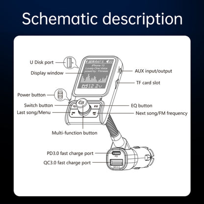 BC85 Colorful Screen Car Bluetooth 5.0 FM Transmitter MP3 Player - Bluetooth Car Kits by buy2fix | Online Shopping UK | buy2fix