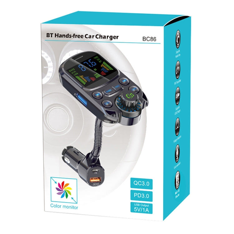 BC86 Colorful Screen Car Bluetooth 5.3 FM Transmitter MP3 Player - Bluetooth Car Kits by buy2fix | Online Shopping UK | buy2fix