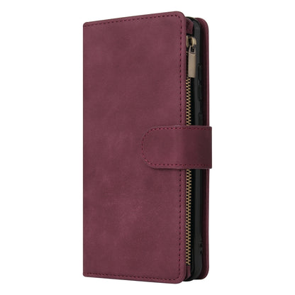 For Xiaomi Redmi Note 12 5G Global India / Poco X5 Multifunctional Multi-Card Wallet Phone Leather Case(Wine Red) by buy2fix