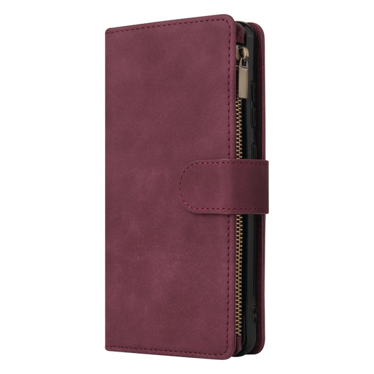 For Xiaomi Redmi Note 12 5G Global India / Poco X5 Multifunctional Multi-Card Wallet Phone Leather Case(Wine Red) by buy2fix