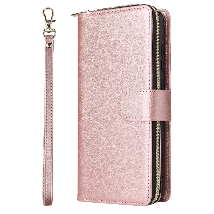 For Xiaomi Redmi Note 12 5G Global / Poco X5 9 Card Slots Zipper Wallet Bag Leather Phone Case(Rose Gold) by buy2fix