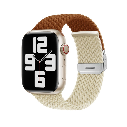 Nylon Braided Stitching Buckle Watch Band For Apple Watch Series 9&8&7 41mm / SE 3&SE 2&6&SE&5&4 40mm / 3&2&1 38mm(Brown Starlight) - Watch Bands by buy2fix | Online Shopping UK | buy2fix