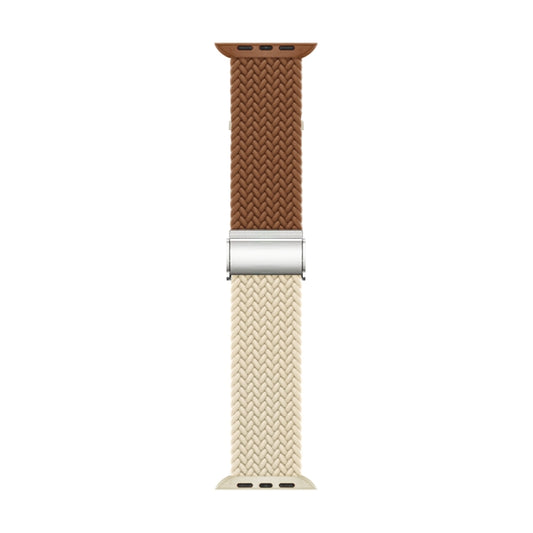 Nylon Braided Stitching Buckle Watch Band For Apple Watch Series 9&8&7 41mm / SE 3&SE 2&6&SE&5&4 40mm / 3&2&1 38mm(Brown Starlight) by buy2fix