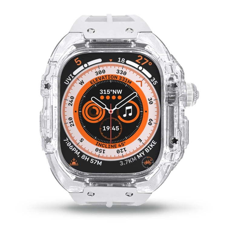 For Apple Watch Ultra 49mm Fluorine Rubber Clear Armor Case Watch Band(White) - Watch Cases by buy2fix | Online Shopping UK | buy2fix