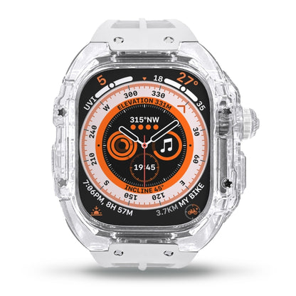 For Apple Watch Ultra 49mm Fluorine Rubber Clear Armor Case Watch Band(White) - Watch Cases by buy2fix | Online Shopping UK | buy2fix