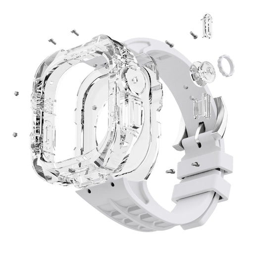 For Apple Watch Ultra 49mm Fluorine Rubber Clear Armor Case Watch Band(White) - Watch Cases by buy2fix | Online Shopping UK | buy2fix