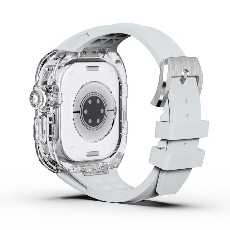 For Apple Watch Ultra 49mm Fluorine Rubber Clear Armor Case Watch Band(White) - Watch Cases by buy2fix | Online Shopping UK | buy2fix