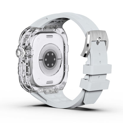 For Apple Watch Ultra 49mm Fluorine Rubber Clear Armor Case Watch Band(White) - Watch Cases by buy2fix | Online Shopping UK | buy2fix