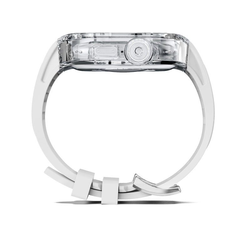 For Apple Watch Ultra 49mm Fluorine Rubber Clear Armor Case Watch Band(White) - Watch Cases by buy2fix | Online Shopping UK | buy2fix