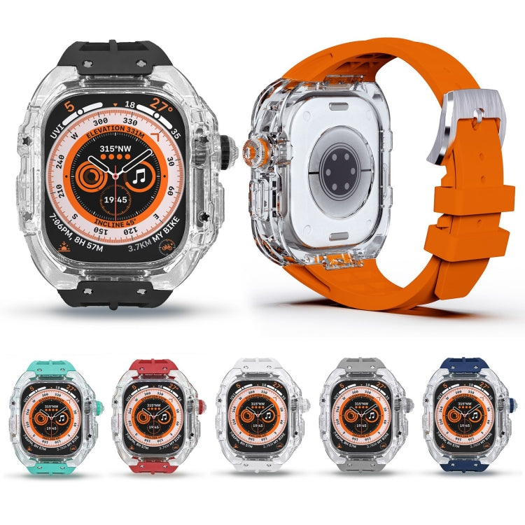 For Apple Watch Ultra 49mm Fluorine Rubber Clear Armor Case Watch Band(White) - Watch Cases by buy2fix | Online Shopping UK | buy2fix