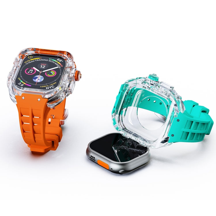 For Apple Watch Ultra 49mm Fluorine Rubber Clear Armor Case Watch Band(White) - Watch Cases by buy2fix | Online Shopping UK | buy2fix