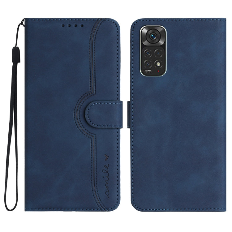 For Xiaomi Redmi Note 11 4G Global/Note 11S Heart Pattern Skin Feel Leather Phone Case(Royal Blue) - Xiaomi Cases by buy2fix | Online Shopping UK | buy2fix