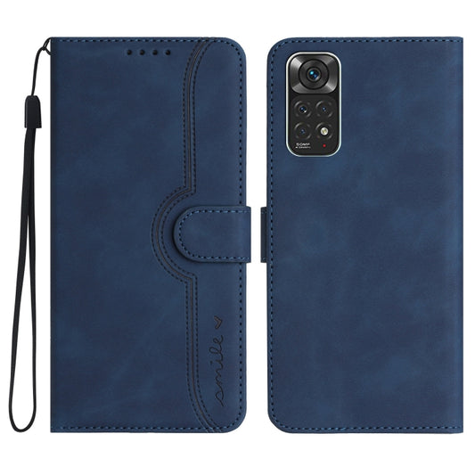 For Xiaomi Redmi Note 11 4G Global/Note 11S Heart Pattern Skin Feel Leather Phone Case(Royal Blue) - Xiaomi Cases by buy2fix | Online Shopping UK | buy2fix