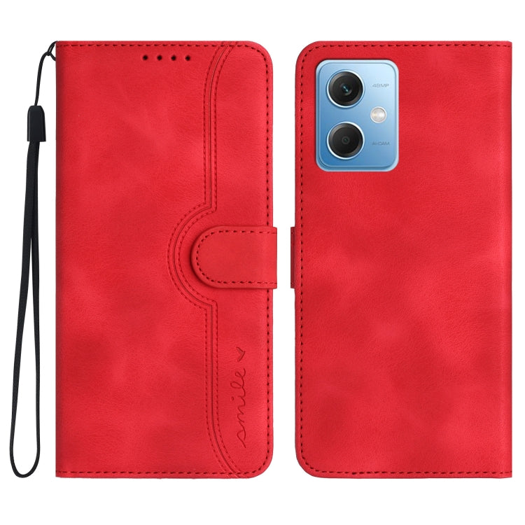 For Xiaomi Redmi Note 12 5G Heart Pattern Skin Feel Leather Phone Case(Red) by buy2fix