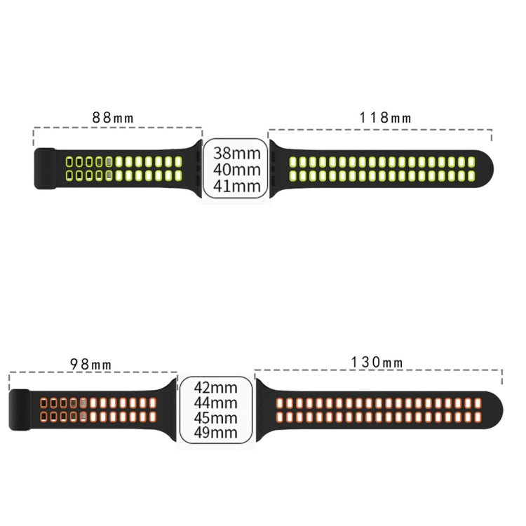 Magnetic Fold Clasp Square Holes Silicone Watch Band For Apple Watch Ultra 49mm&Watch Ultra 2 49mm / Series 9&8&7 45mm / SE 3&SE 2&6&SE&5&4 44mm / 3&2&1 42mm(Black Grey) - Watch Bands by buy2fix | Online Shopping UK | buy2fix