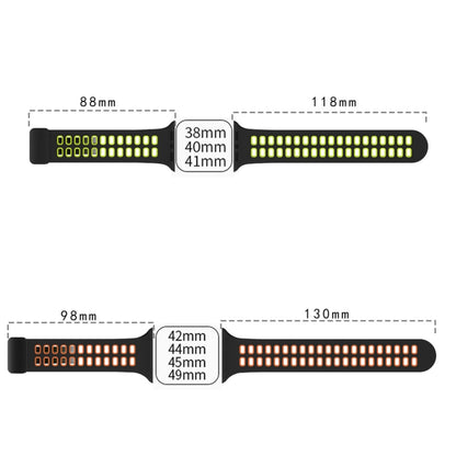 Magnetic Fold Clasp Square Holes Silicone Watch Band For Apple Watch Ultra 49mm&Watch Ultra 2 49mm / Series 9&8&7 45mm / SE 3&SE 2&6&SE&5&4 44mm / 3&2&1 42mm(Black Grey) - Watch Bands by buy2fix | Online Shopping UK | buy2fix