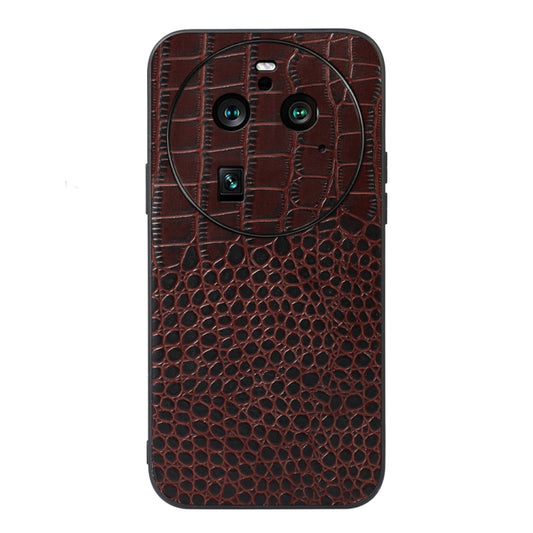 For OPPO Find X6 Pro Crocodile Texture Genuine Leather Phone Case(Coffee) - OPPO Cases by buy2fix | Online Shopping UK | buy2fix