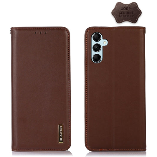 For Samsung Galaxy M14 5G KHAZNEH Nappa Top Layer Cowhide Leather Phone Case(Brown) by buy2fix