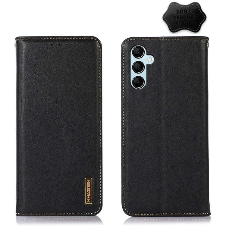 For Samsung Galaxy M14 5G KHAZNEH Nappa Top Layer Cowhide Leather Phone Case(Black) by buy2fix