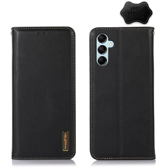 For Samsung Galaxy M14 5G KHAZNEH Nappa Top Layer Cowhide Leather Phone Case(Black) by buy2fix