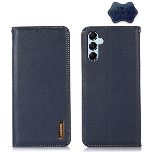For Samsung Galaxy M14 5G KHAZNEH Nappa Top Layer Cowhide Leather Phone Case(Blue) by buy2fix
