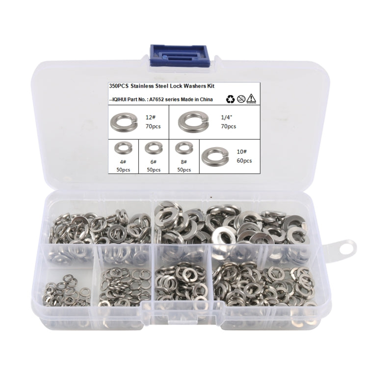 A7652 350 in 1 6 Sizes 304 Stainless Steel Split Lock Spring Washer Kit by buy2fix