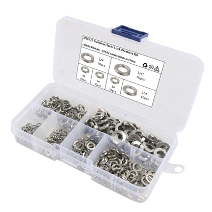 A7652 350 in 1 6 Sizes 304 Stainless Steel Split Lock Spring Washer Kit by buy2fix