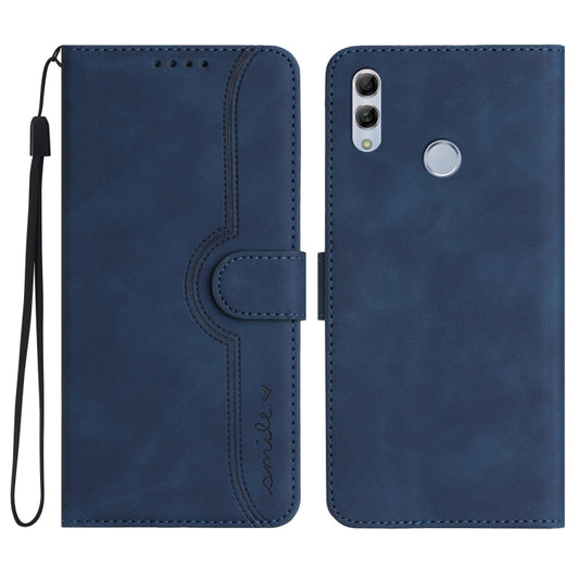 For Honor 10 Lite/Huawei P smart 2019 Heart Pattern Skin Feel Leather Phone Case(Royal Blue) - Honor Cases by buy2fix | Online Shopping UK | buy2fix