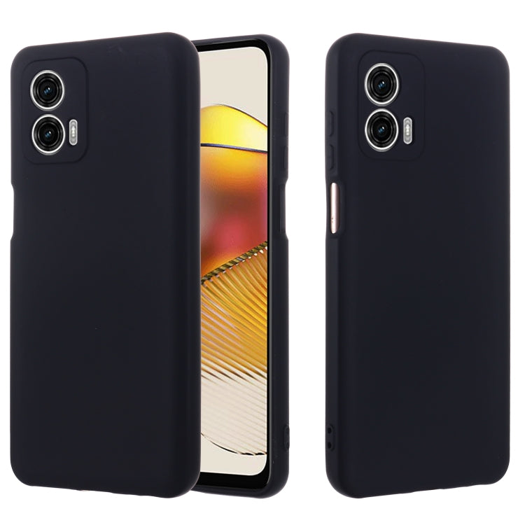 For Motorola Moto G73 Pure Color Liquid Silicone Shockproof Phone Case(Black) - Motorola Cases by buy2fix | Online Shopping UK | buy2fix