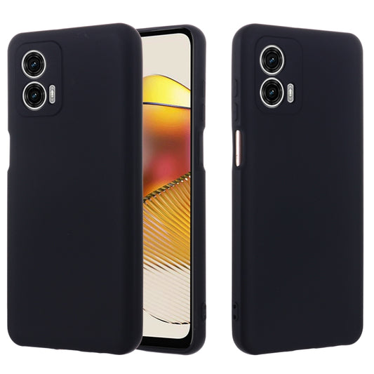 For Motorola Moto G73 Pure Color Liquid Silicone Shockproof Phone Case(Black) - Motorola Cases by buy2fix | Online Shopping UK | buy2fix