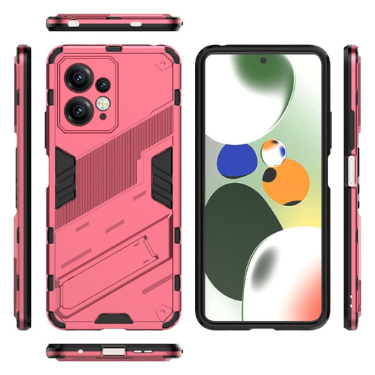 For Xiaomi Redmi Note 12 4G Global Punk Armor 2 in 1 PC + TPU Shockproof Phone Case with Holder(Rose Red) by buy2fix