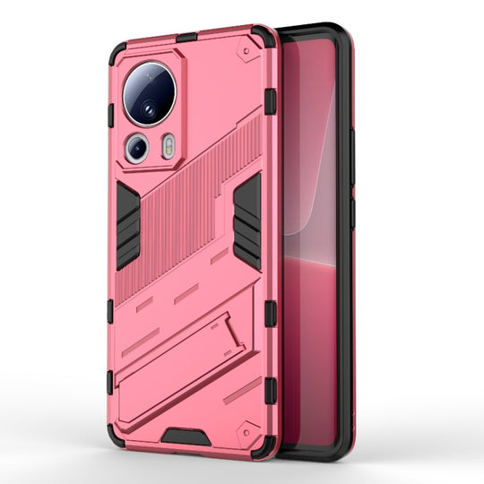 For Xiaomi 13 Lite Punk Armor 2 in 1 PC + TPU Shockproof Phone Case with Holder(Rose Red)