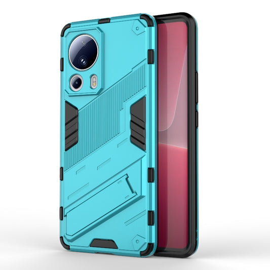 For Xiaomi 13 Lite Punk Armor 2 in 1 PC + TPU Shockproof Phone Case with Holder(Blue) - Xiaomi Cases by buy2fix | Online Shopping UK | buy2fix