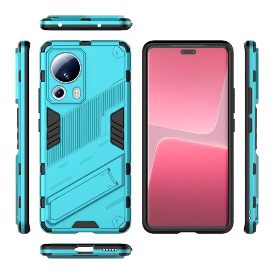For Xiaomi 13 Lite Punk Armor 2 in 1 PC + TPU Shockproof Phone Case with Holder(Blue) - Xiaomi Cases by buy2fix | Online Shopping UK | buy2fix