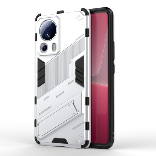 For Xiaomi 13 Lite Punk Armor 2 in 1 PC + TPU Shockproof Phone Case with Holder(White) - Xiaomi Cases by buy2fix | Online Shopping UK | buy2fix